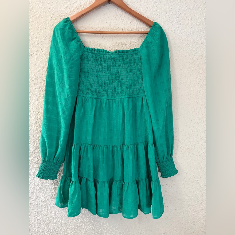Green Smocked Midi Dress